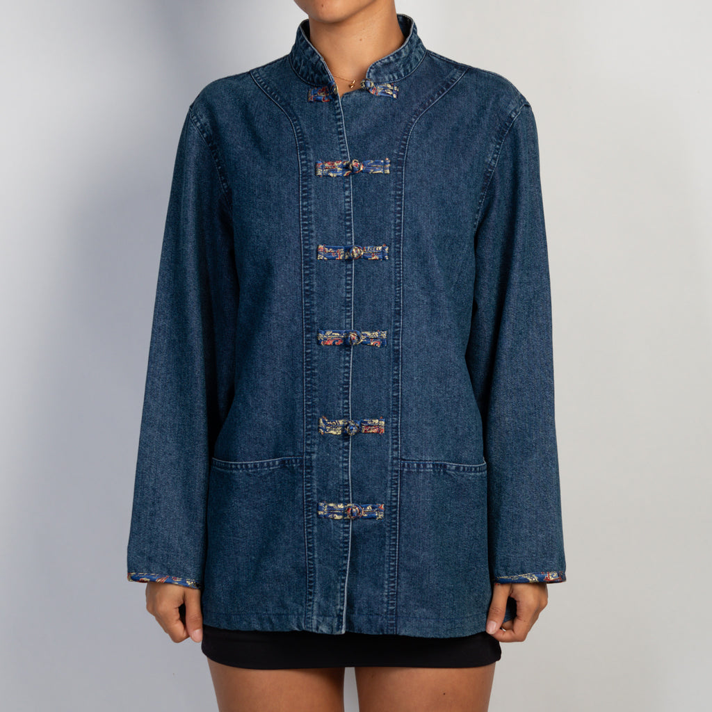 DENIM FROG CLOSURE JACKET
