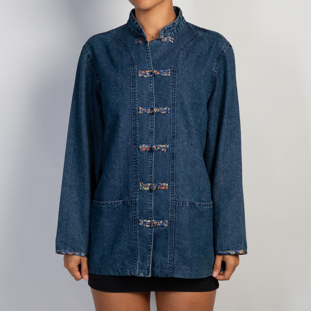 DENIM FROG CLOSURE JACKET
