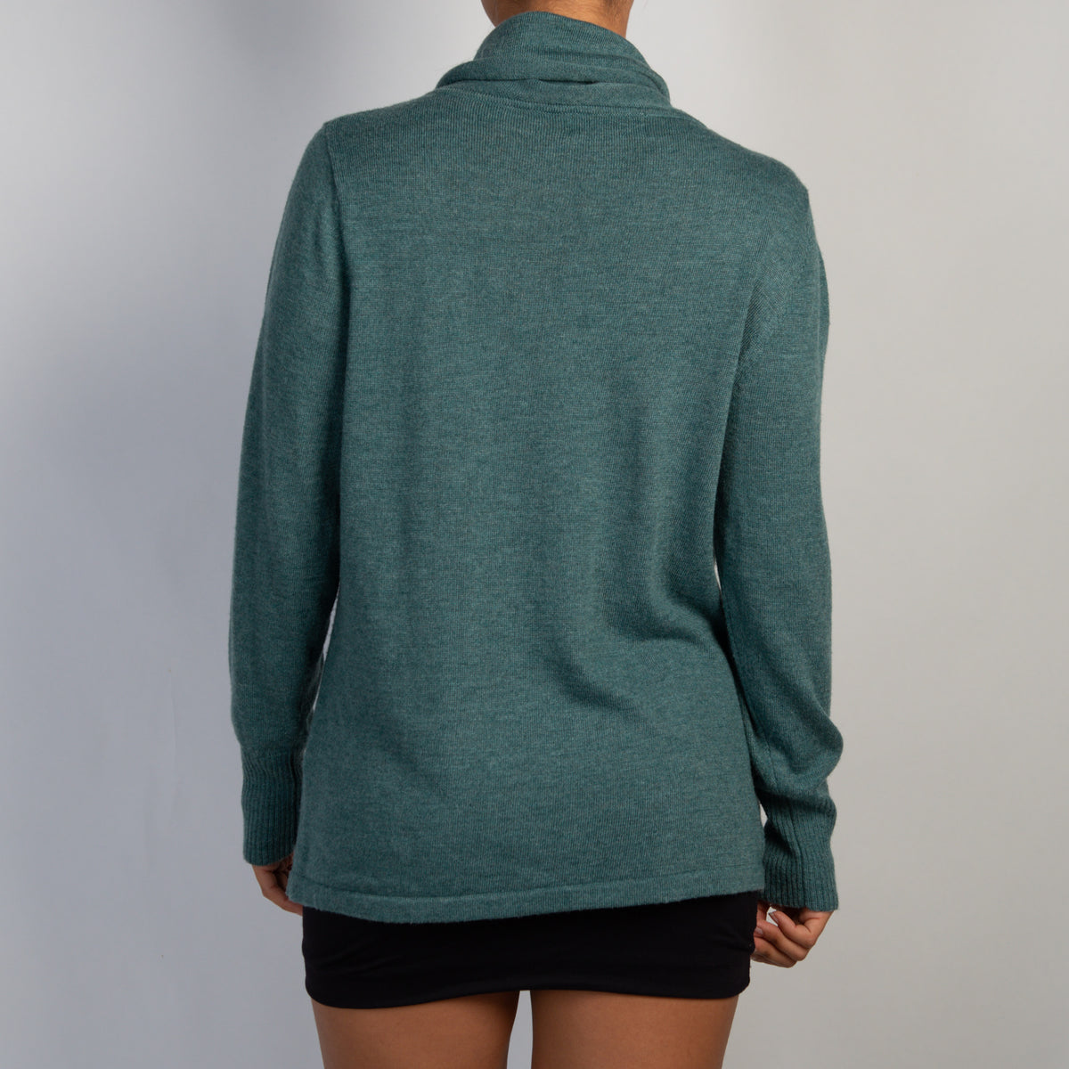 TEAL KNIT FRINGE TOP