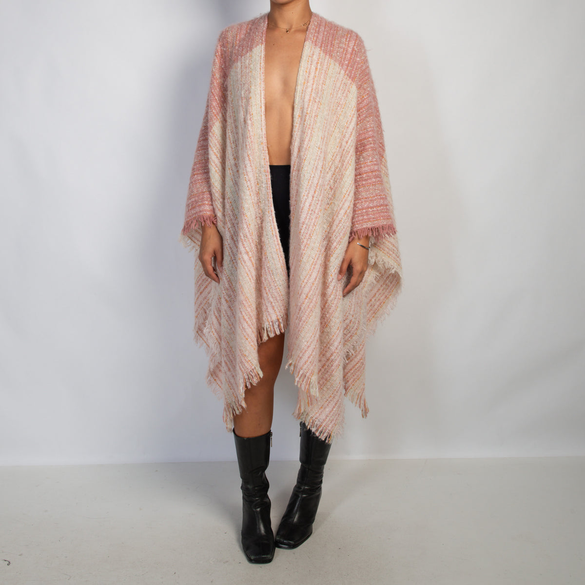 PINK OPEN FRONT PONCHO