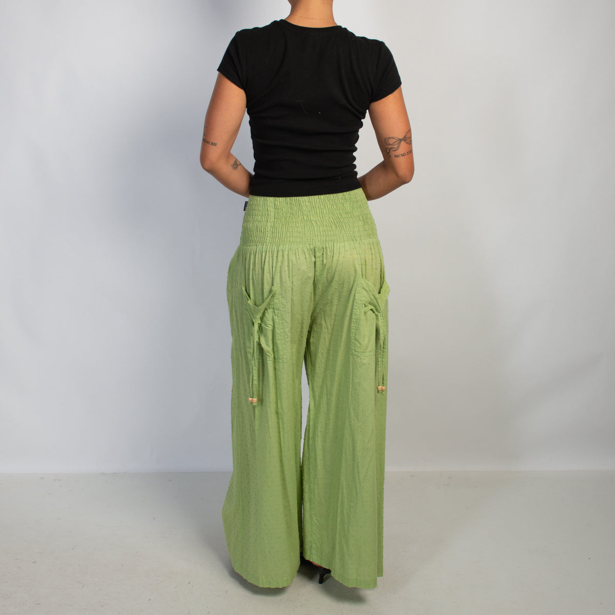 GREEN TEXTURED PANTS