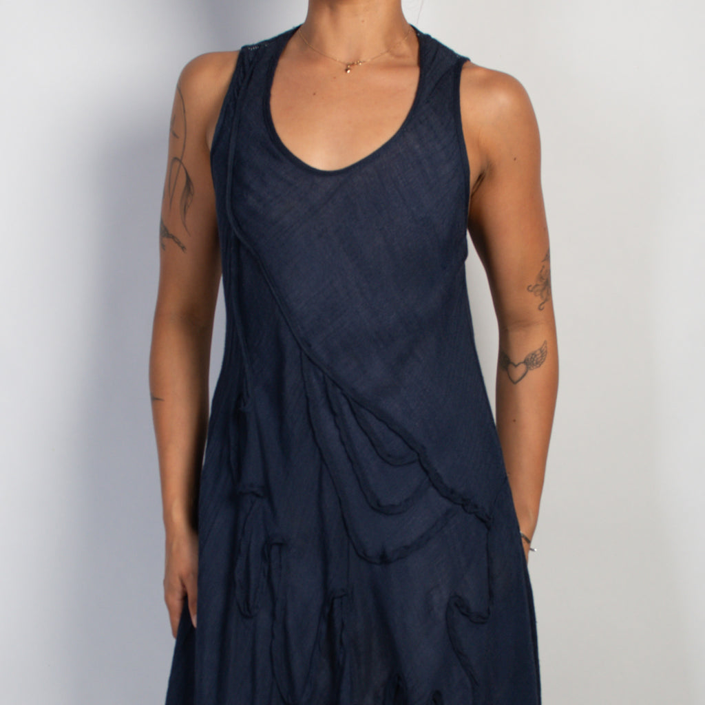 NAVY LAYERED MIDI DRESS