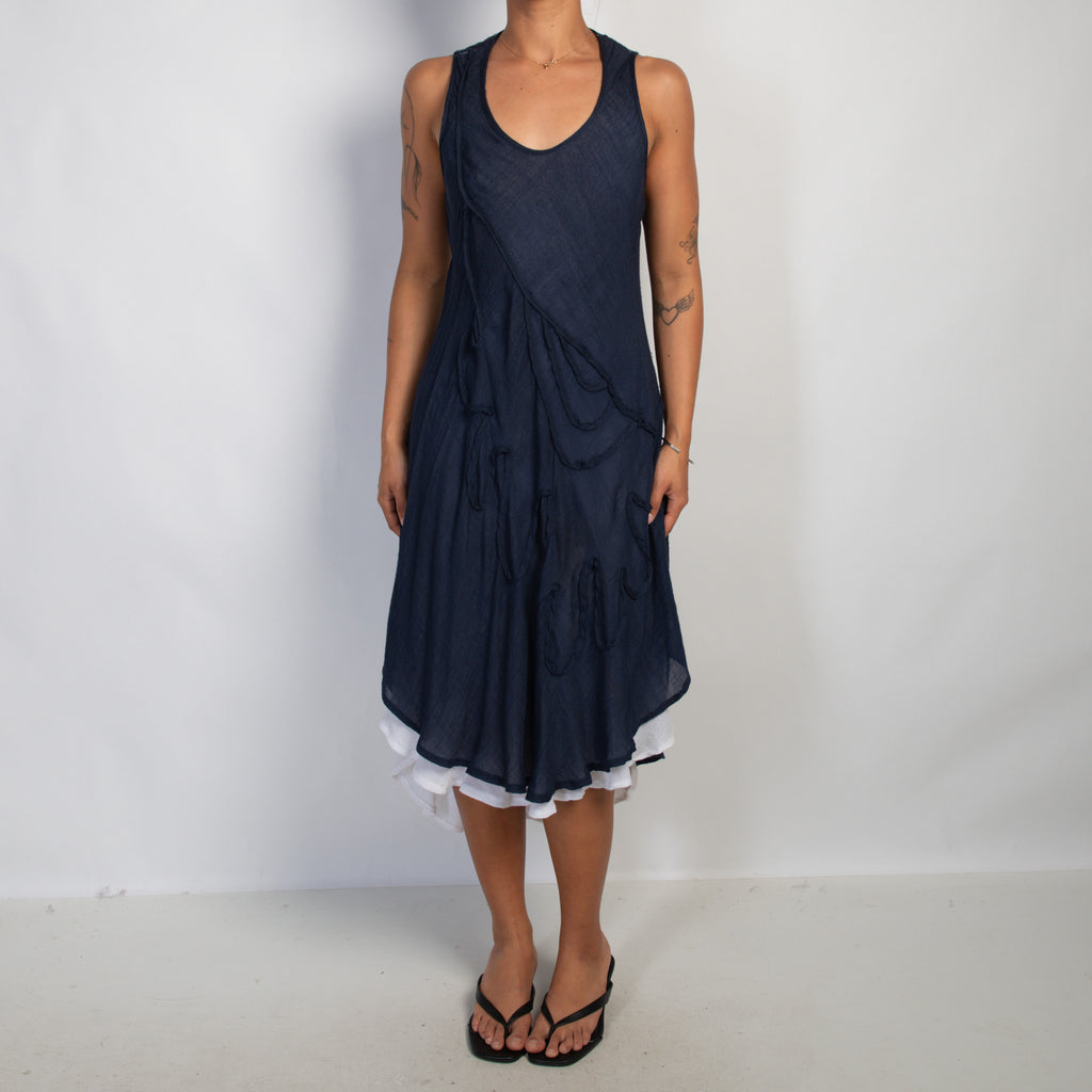 NAVY LAYERED MIDI DRESS