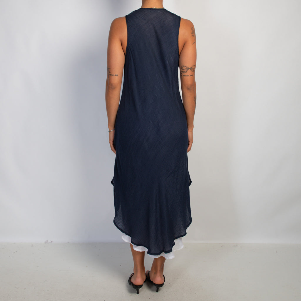 NAVY LAYERED MIDI DRESS