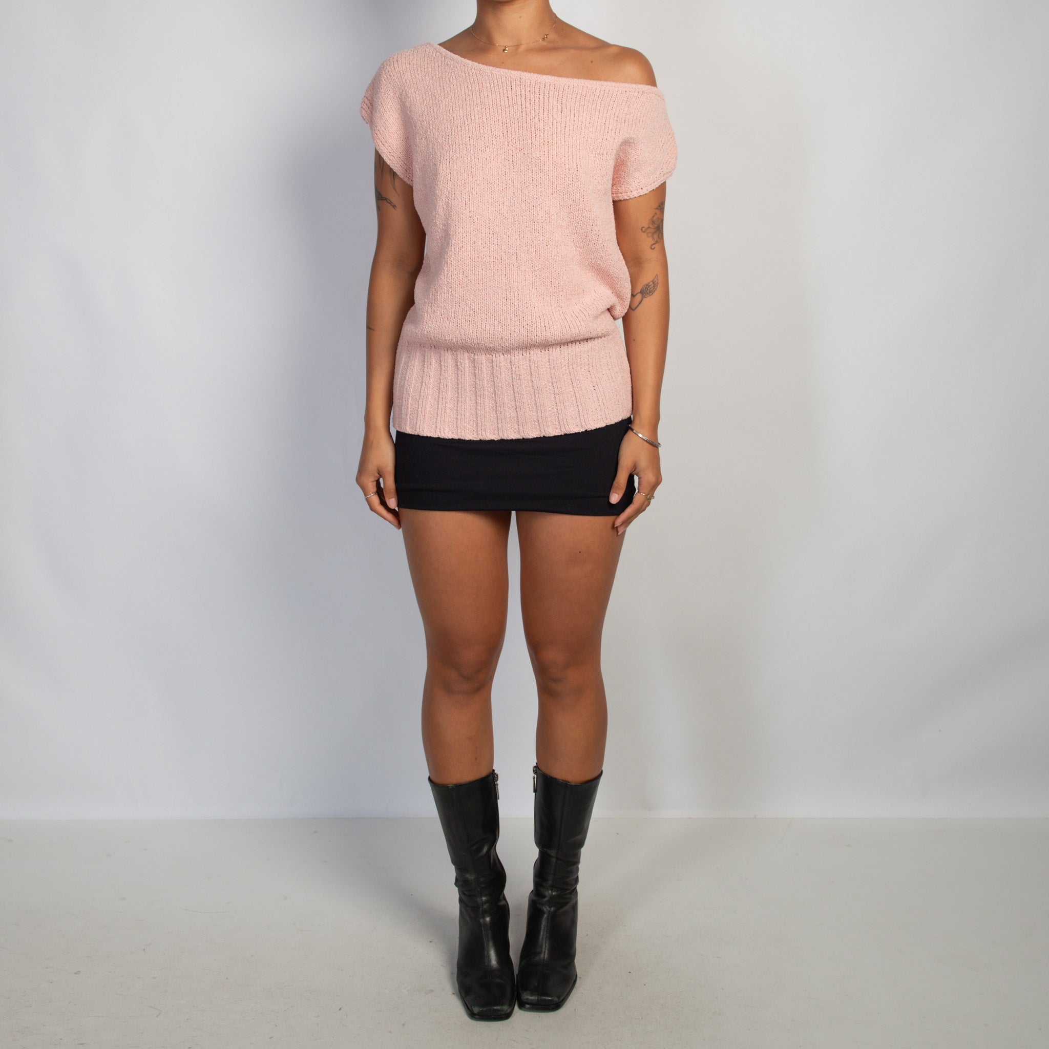 PINK KNIT SLOUCH TOP