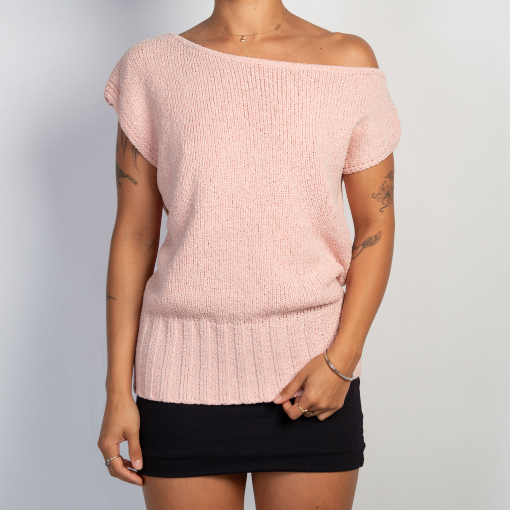 PINK KNIT SLOUCH TOP
