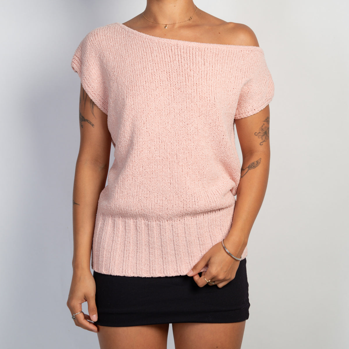 PINK KNIT SLOUCH TOP