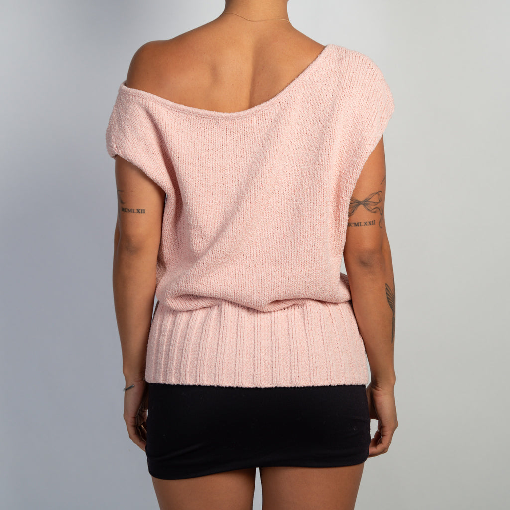 PINK KNIT SLOUCH TOP