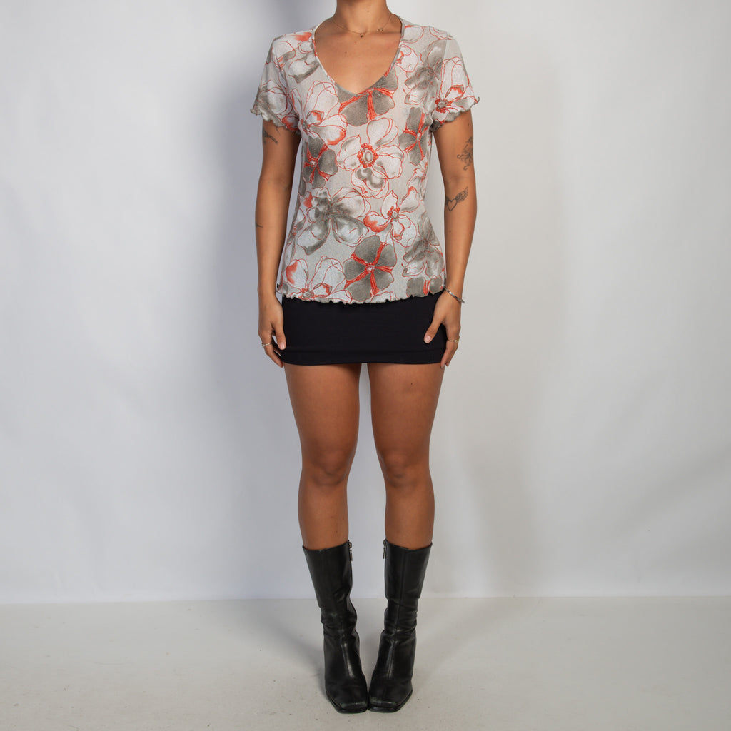 FLORAL MESH TEE