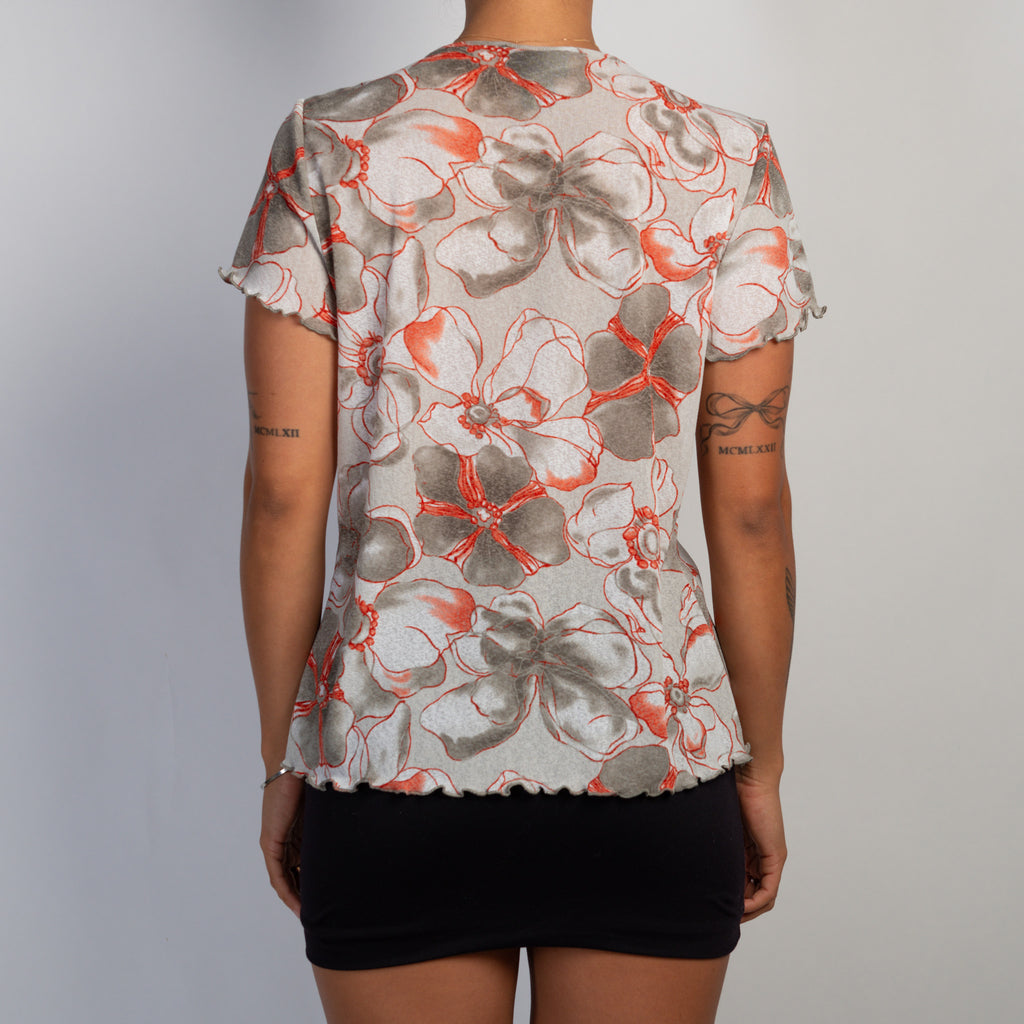 FLORAL MESH TEE