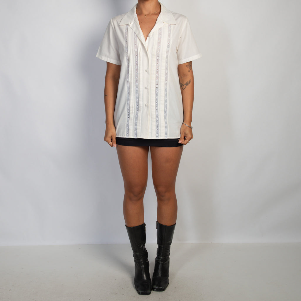 WHITE PIN TUCK BLOUSE
