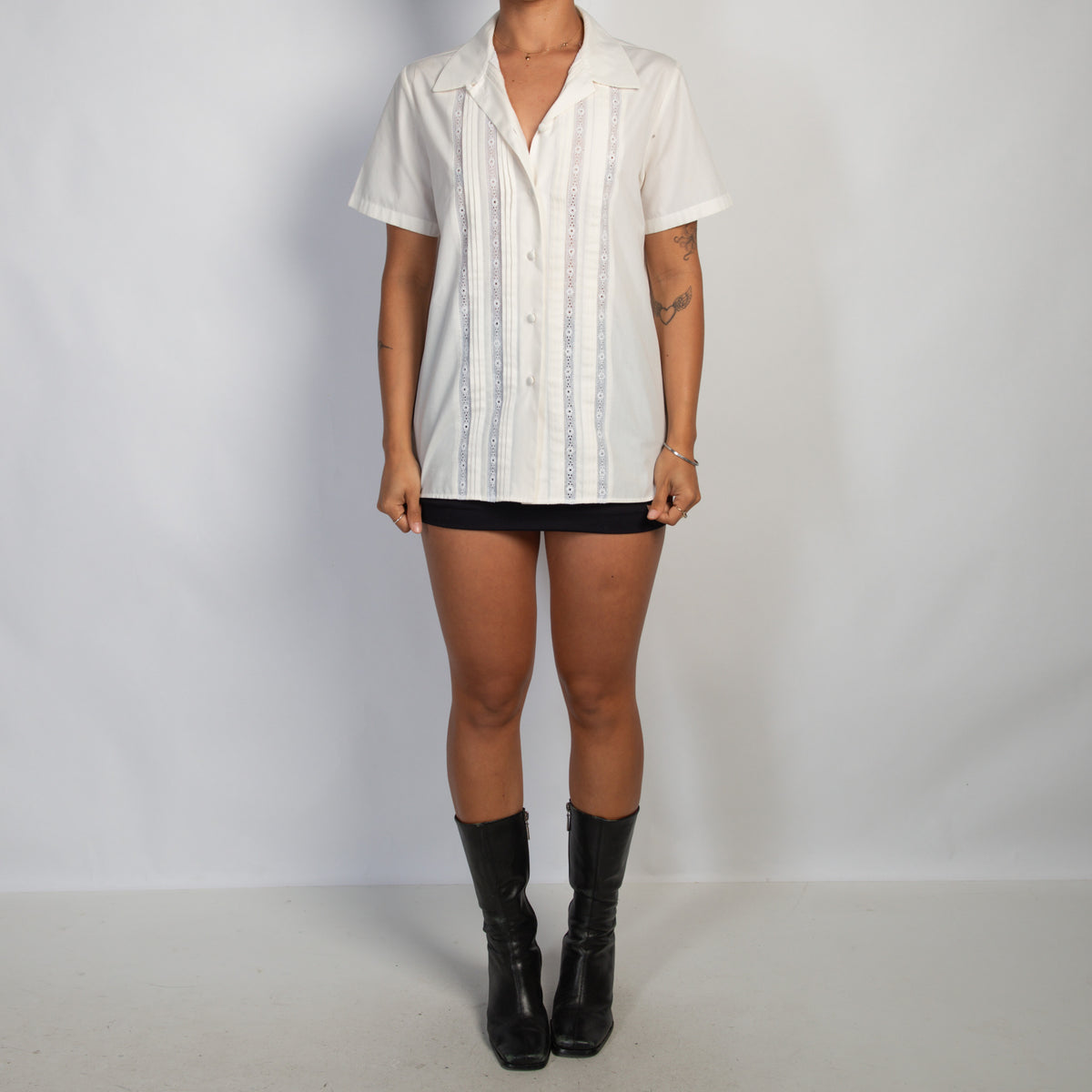 WHITE PIN TUCK BLOUSE