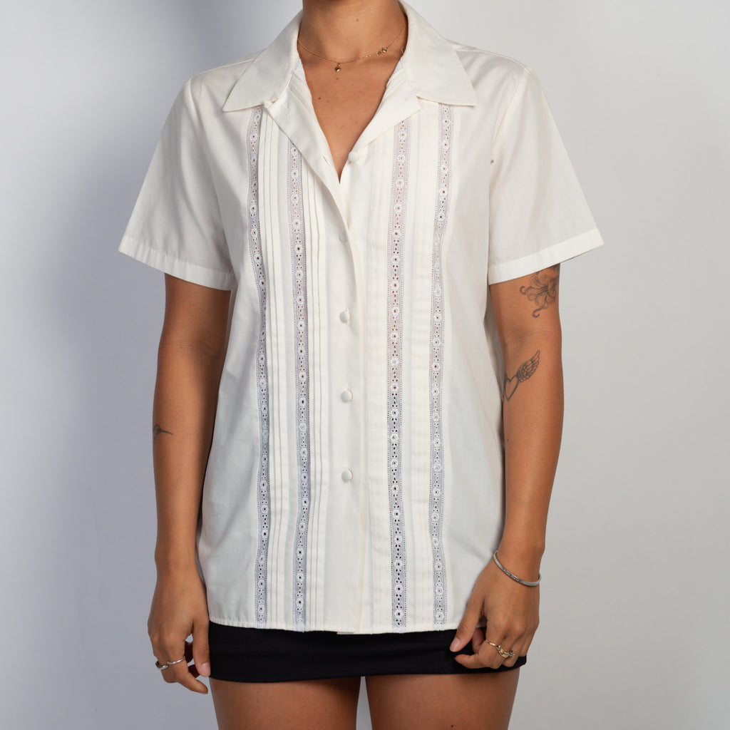 WHITE PIN TUCK BLOUSE