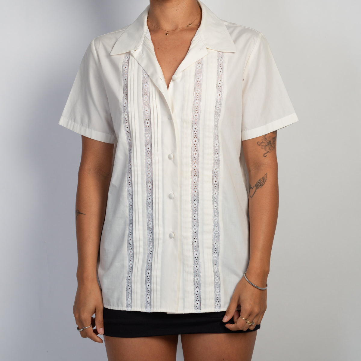 WHITE PIN TUCK BLOUSE