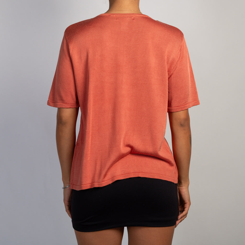 SALMON SILK KNIT TSHIRT
