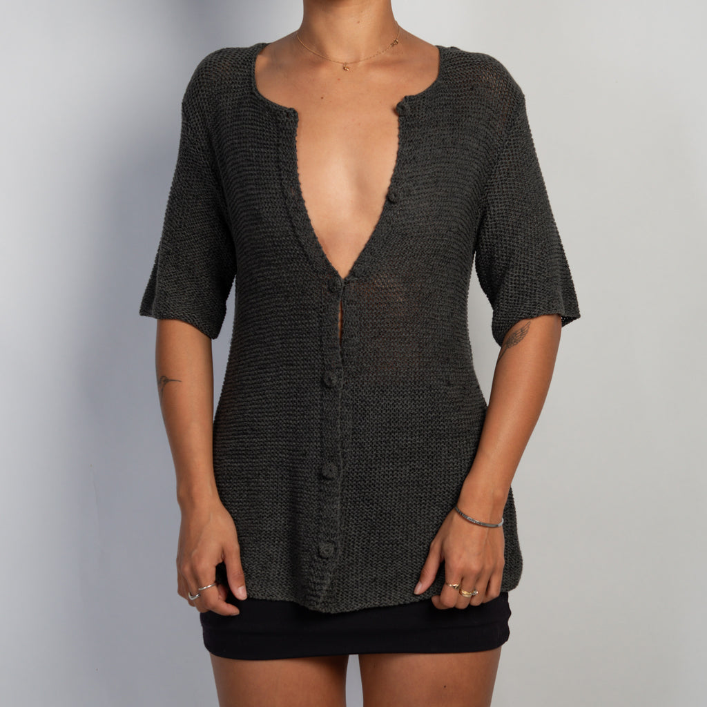 GREY LOOSE KNIT CARDIGAN