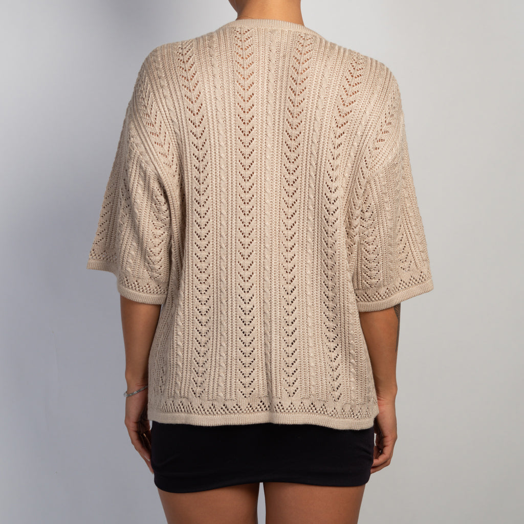BEIGE LOOSE KNIT CARDIGAN