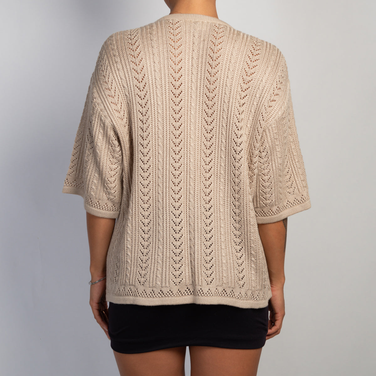 BEIGE LOOSE KNIT CARDIGAN