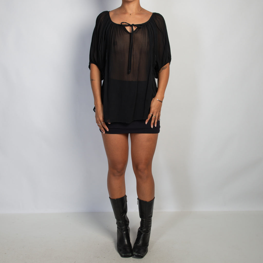 BLACK SHEER SILK TOP