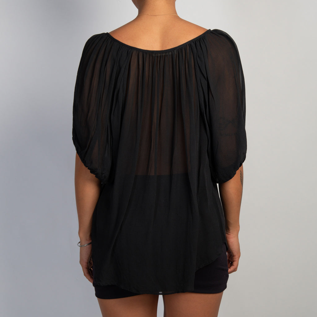 BLACK SHEER SILK TOP