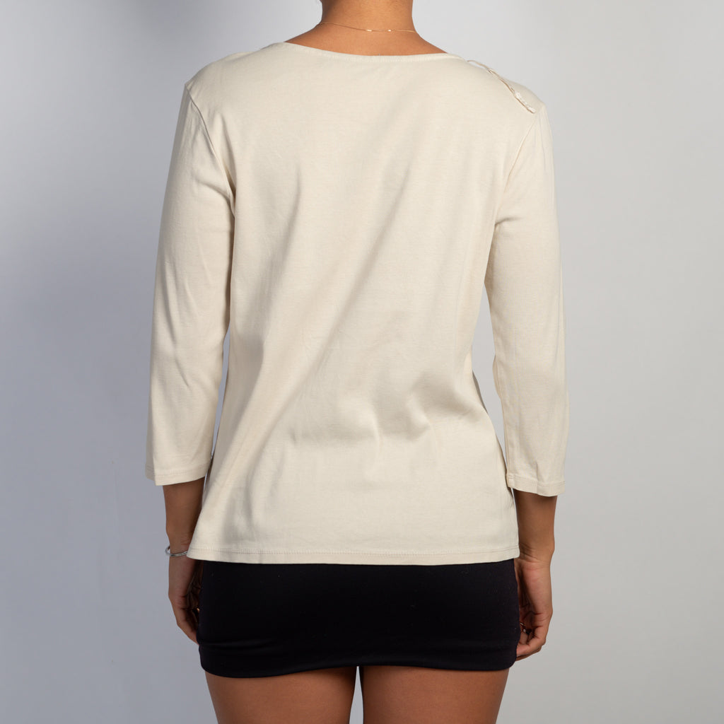 CREAM 3/4 SLEEVE TOP