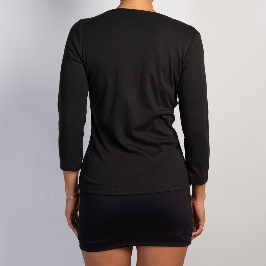 BLACK 3/4 SLEEVE TOP