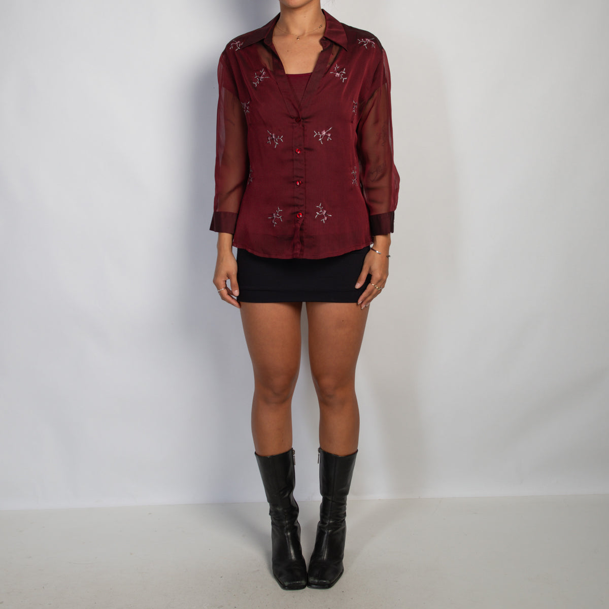 MAROON FLORAL BLOUSE