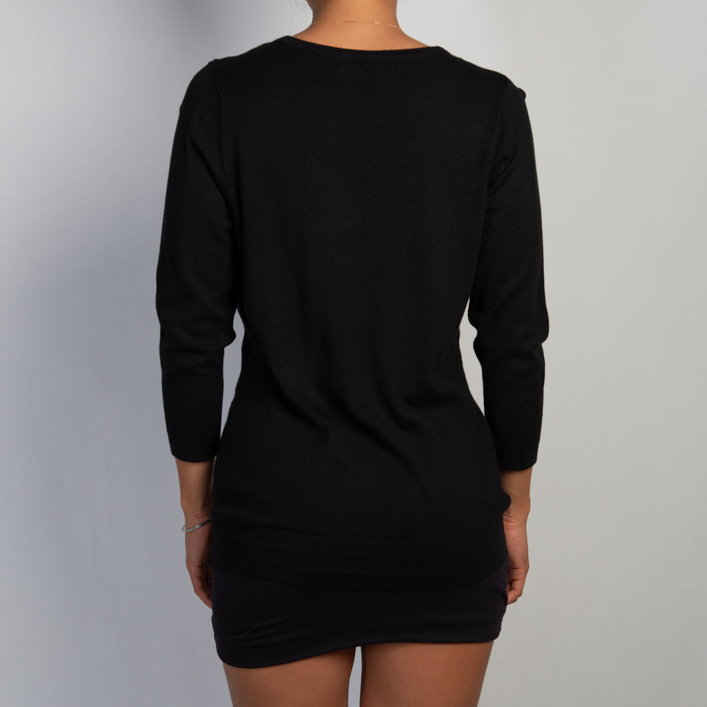 BLACK 1/2 SLEEVE CARDIGAN