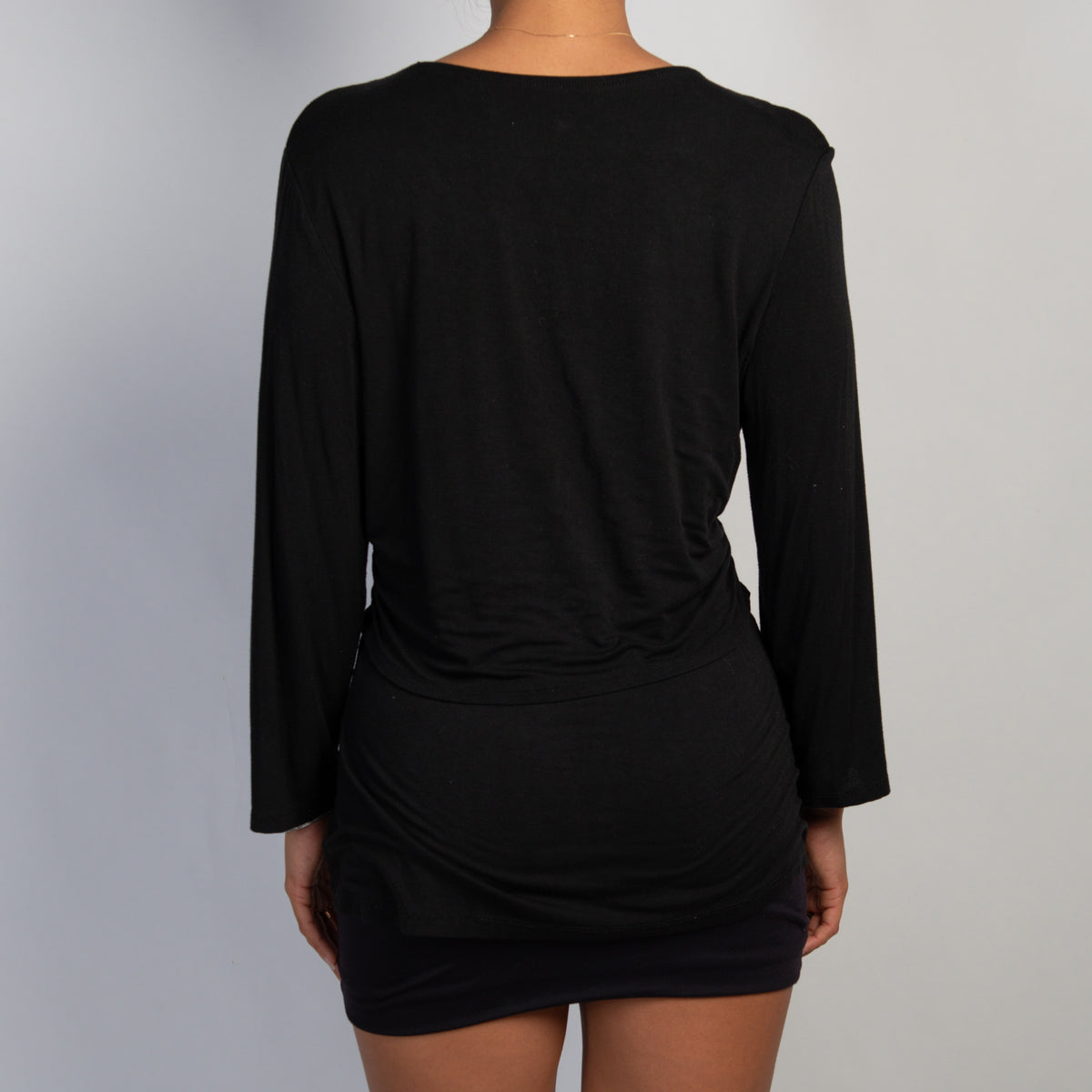 BLACK LAYERED WRAP TOP