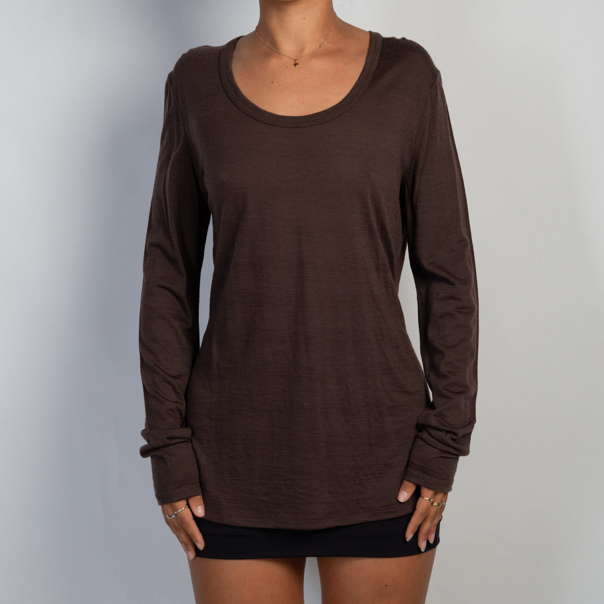 BROWN THIN WOOL TOP