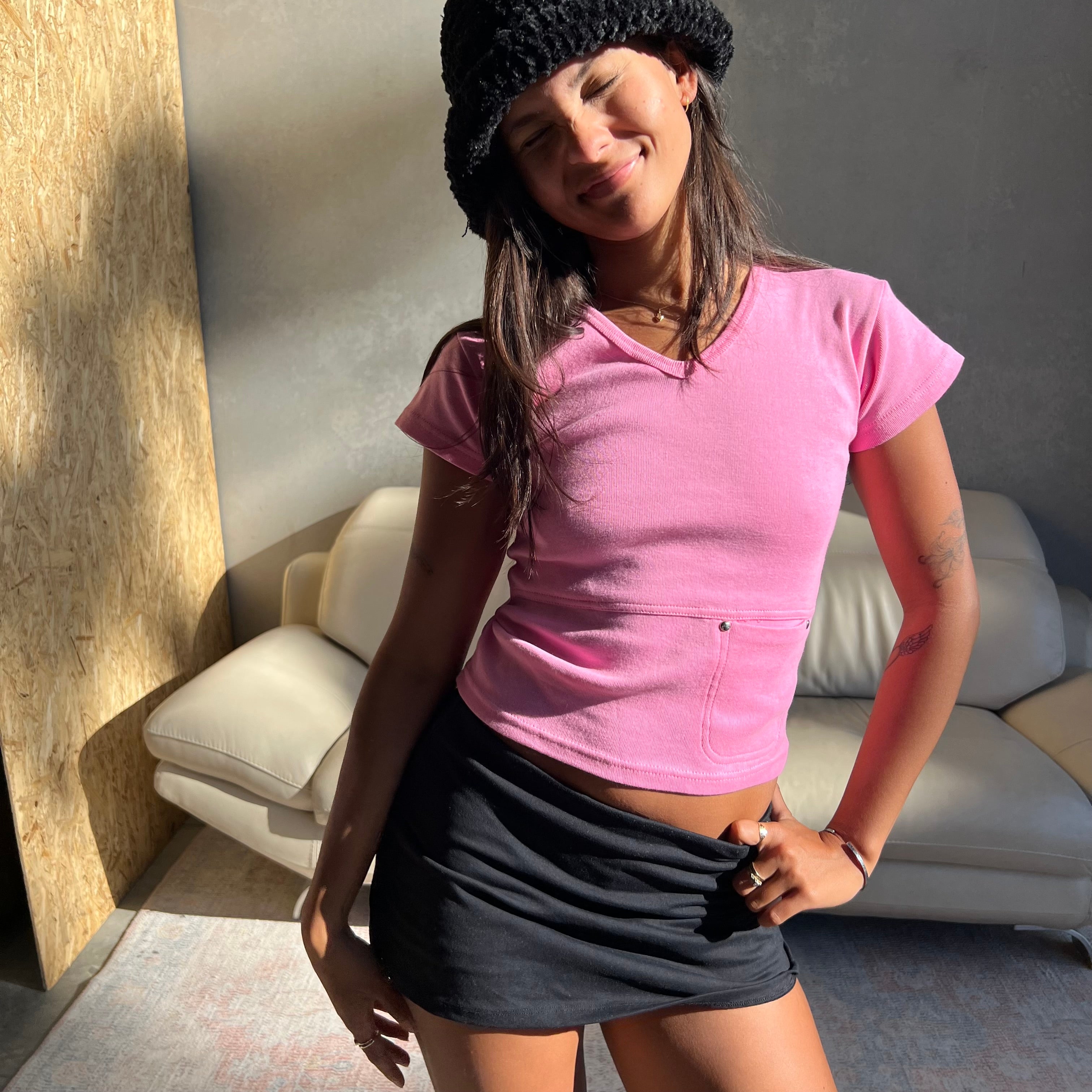 PINK COTTON POCKET TEE