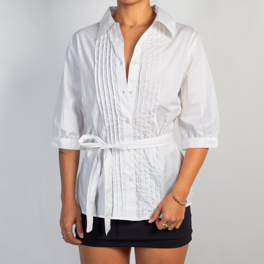 WHITE 1/2 SLEEVE BLOUSE
