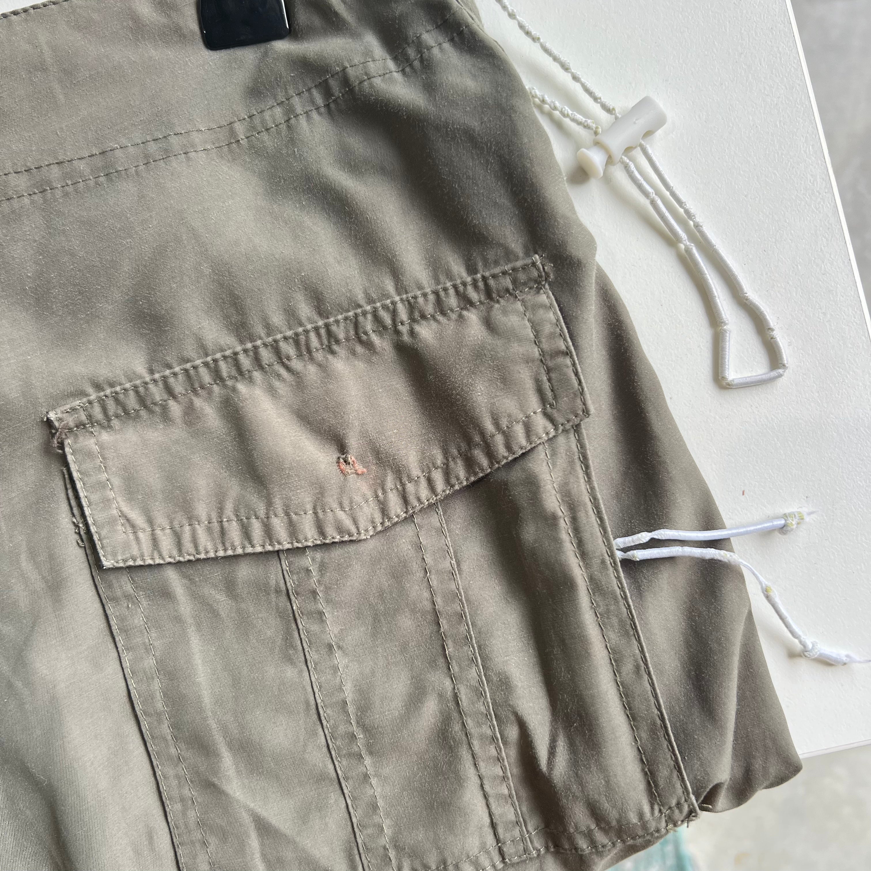 KHAKI WIDE LEG CARGO PANTS