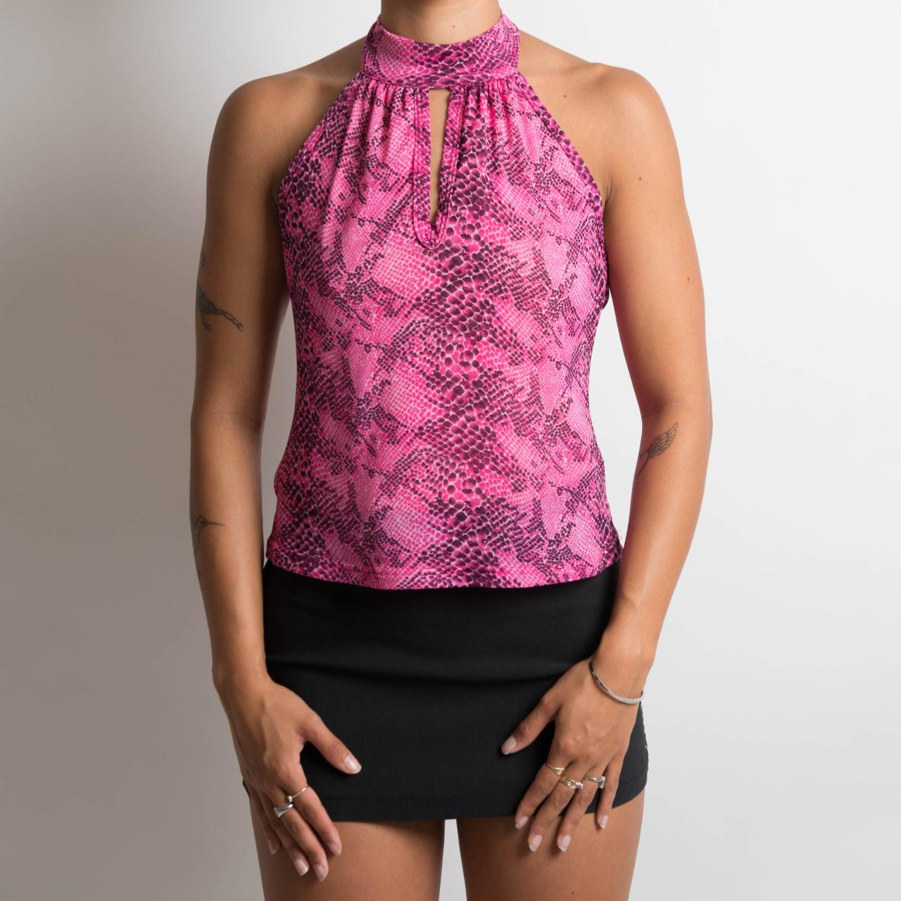 PATTERNED MESH HALTERNECK TOP