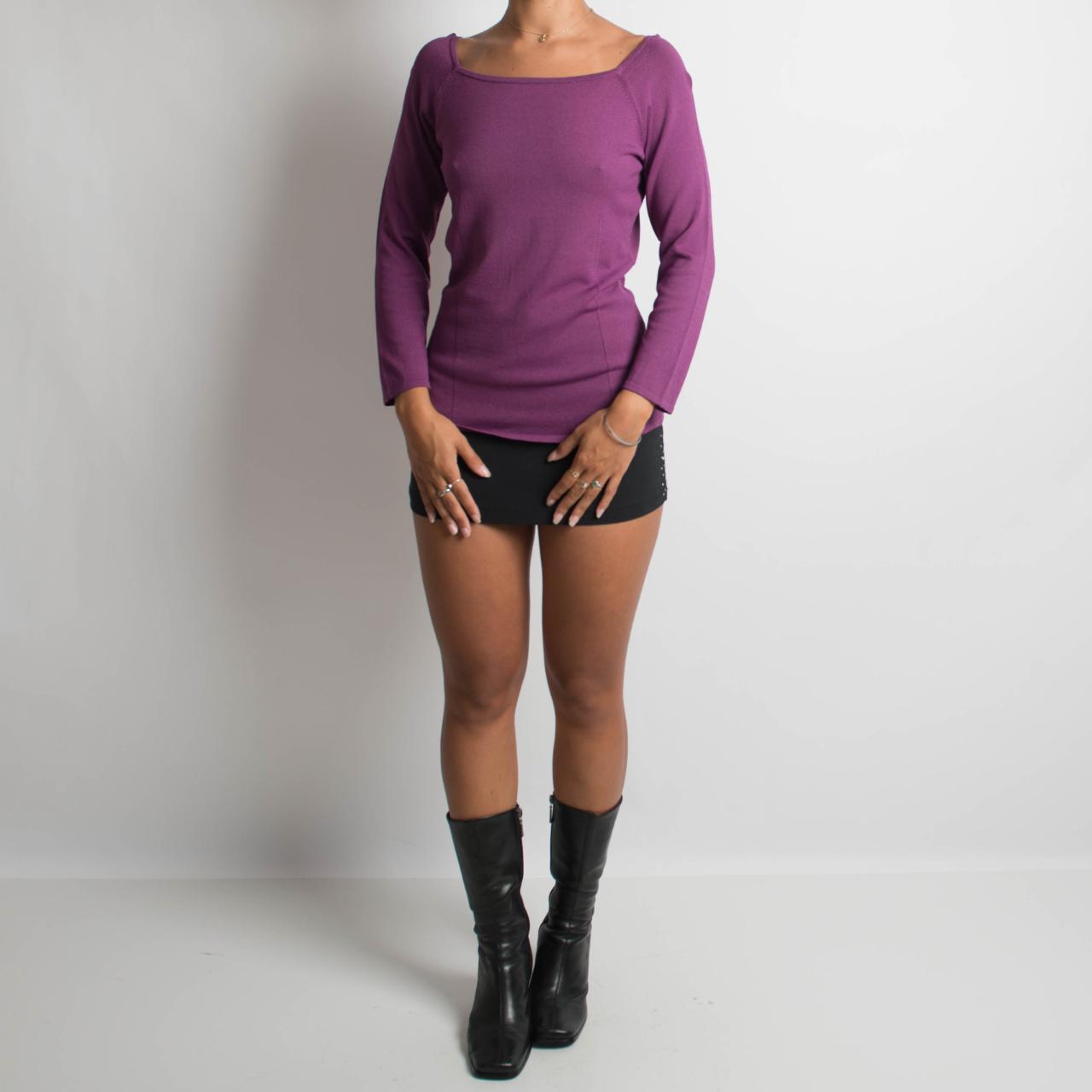 PURPLE SQUARE NECK LONG SLEEVE