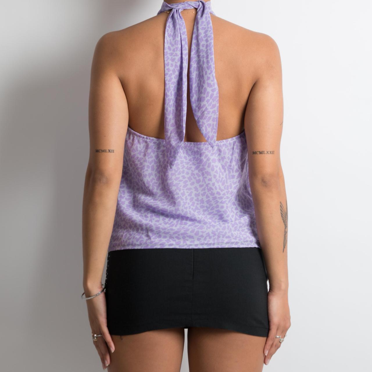 LILAC PATTERNED HALTERNECK TOP