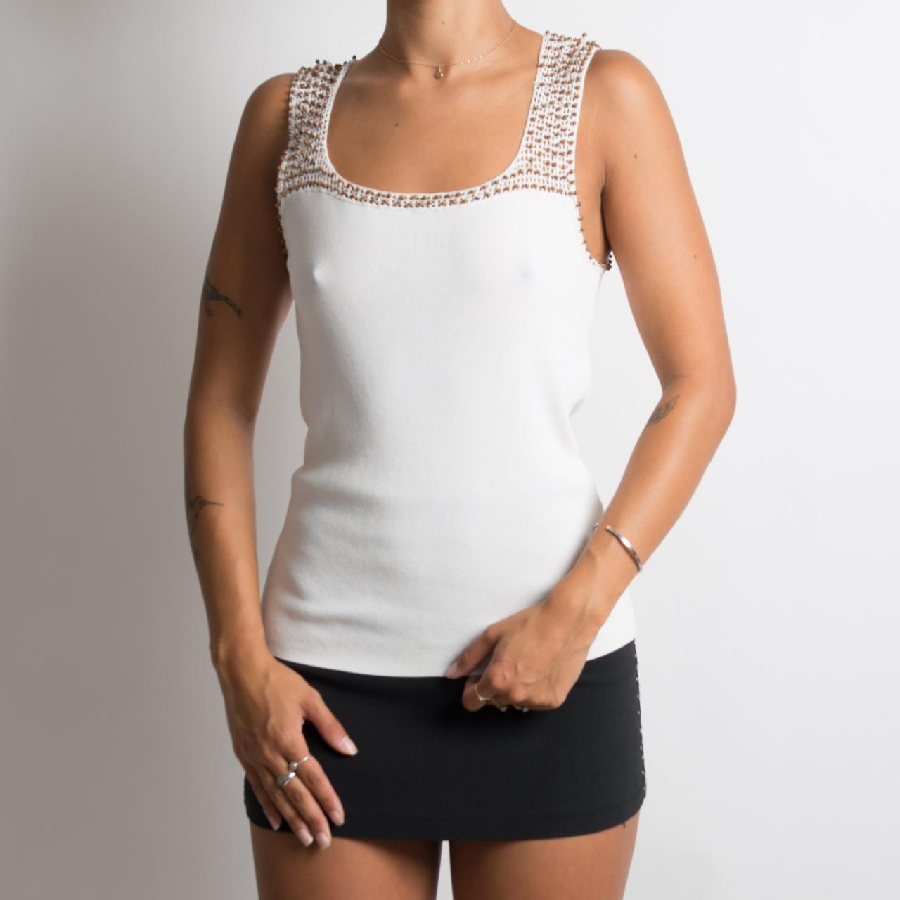 WHITE BEADED TOP