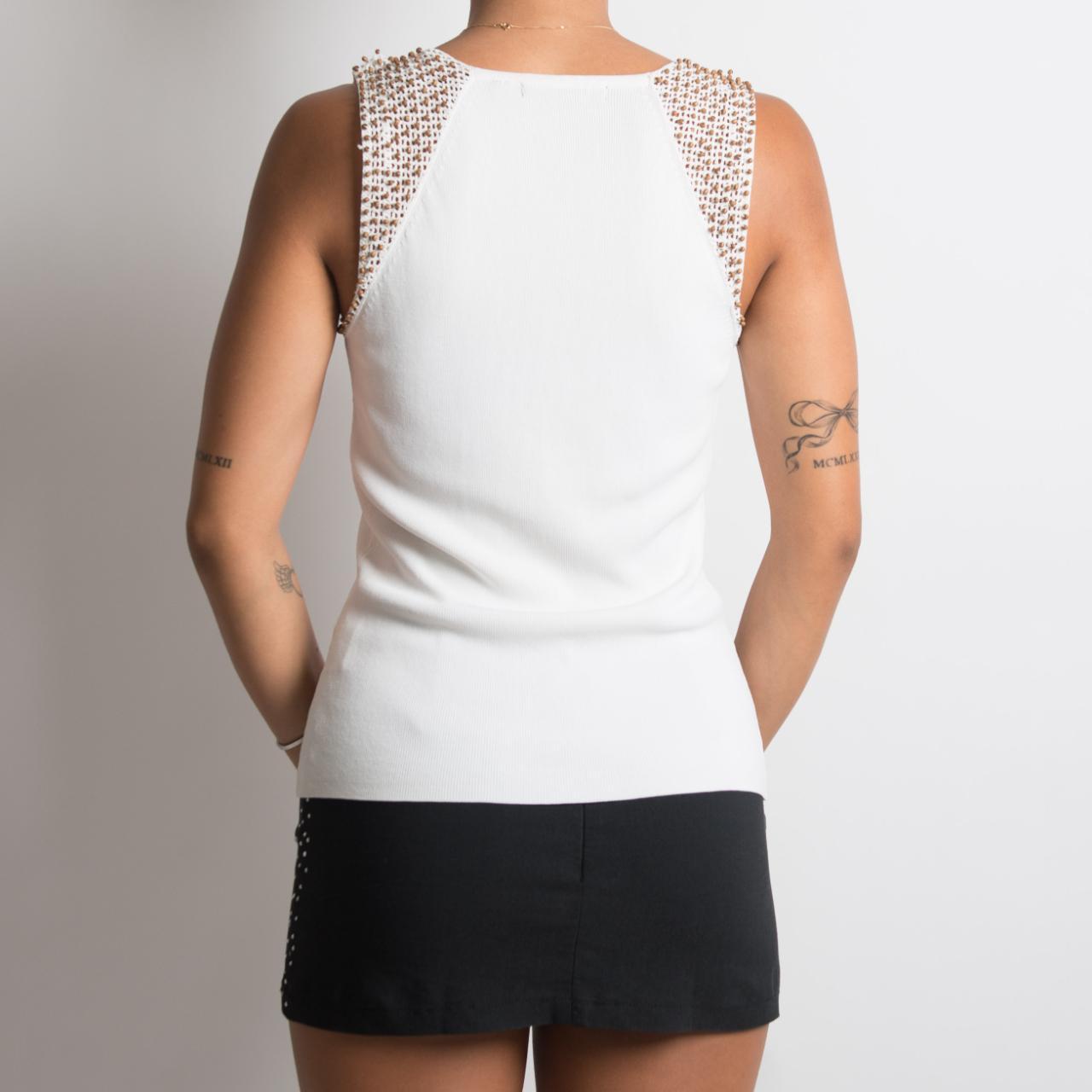 WHITE BEADED TOP