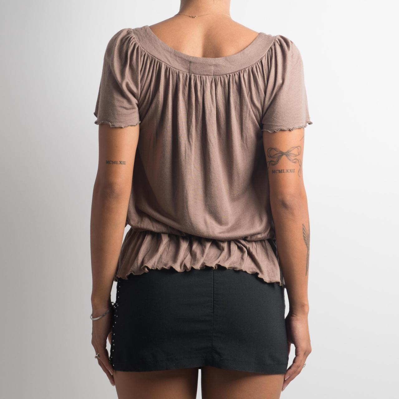 TAUPE SHORT SLEEVE BOHO TOP