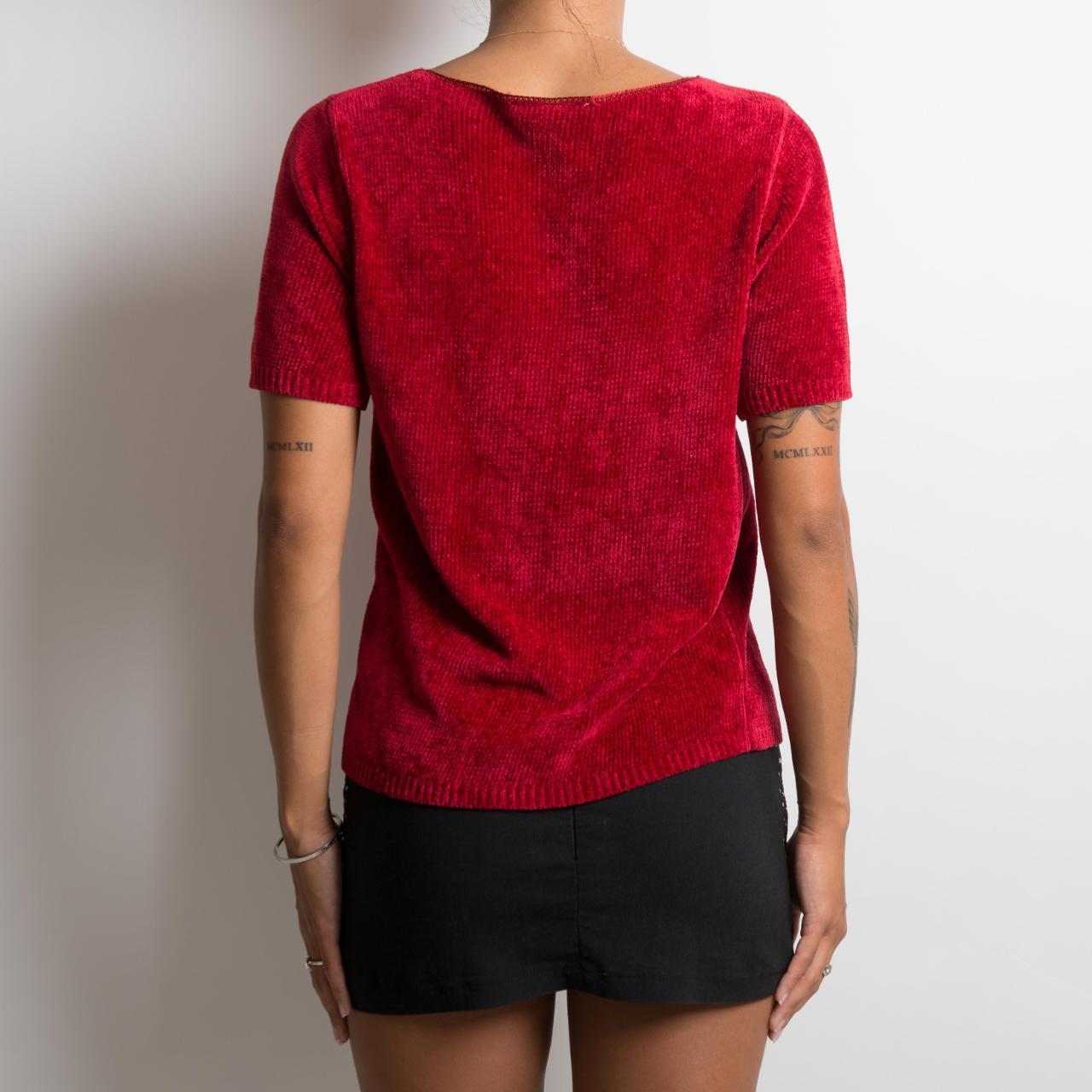 RED CHENILLE KNIT TSHIRT