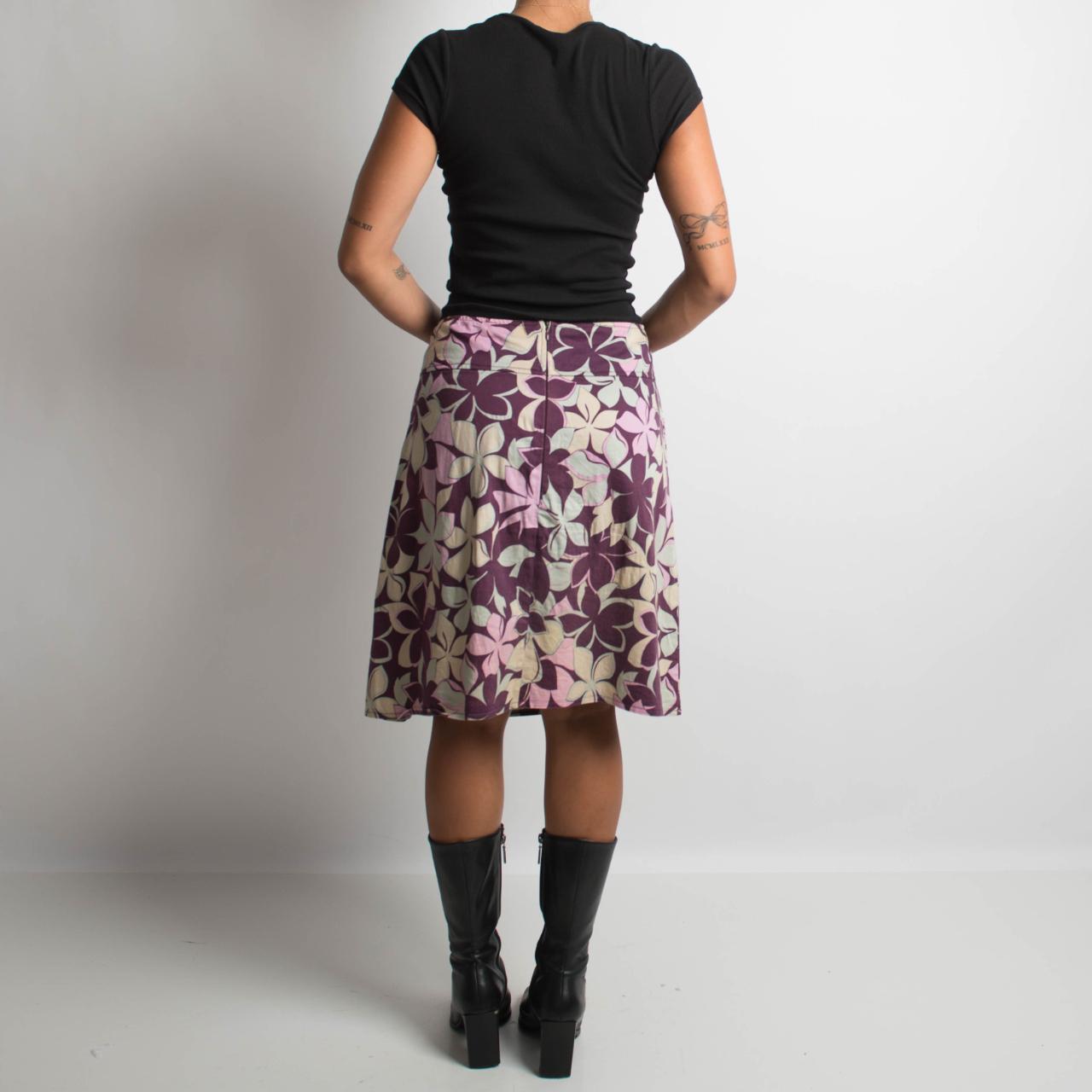 PURPLE FLORAL MIDI SKIRT