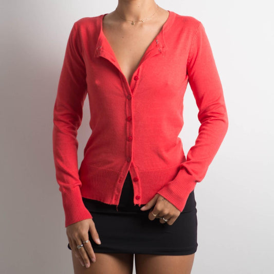 BRIGHT CORAL CARDIGAN