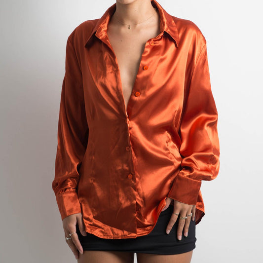 ORANGE SATIN BLOUSE