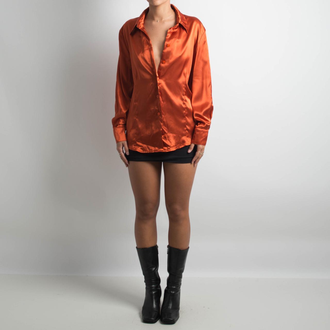 ORANGE SATIN BLOUSE