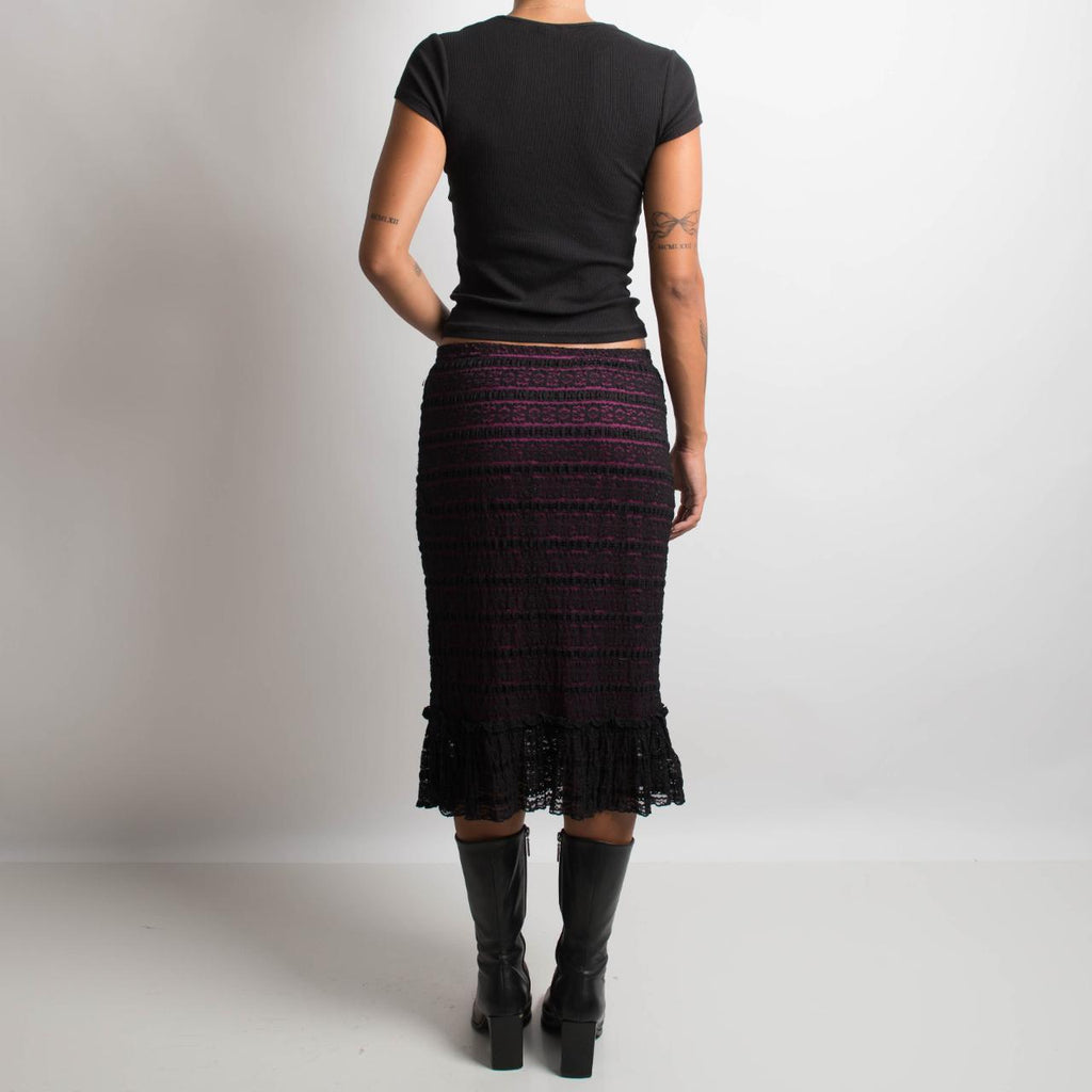 BLACK LACE MIDI SKIRT