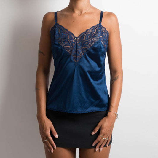 NAVY LACE TRIM CAMISOLE