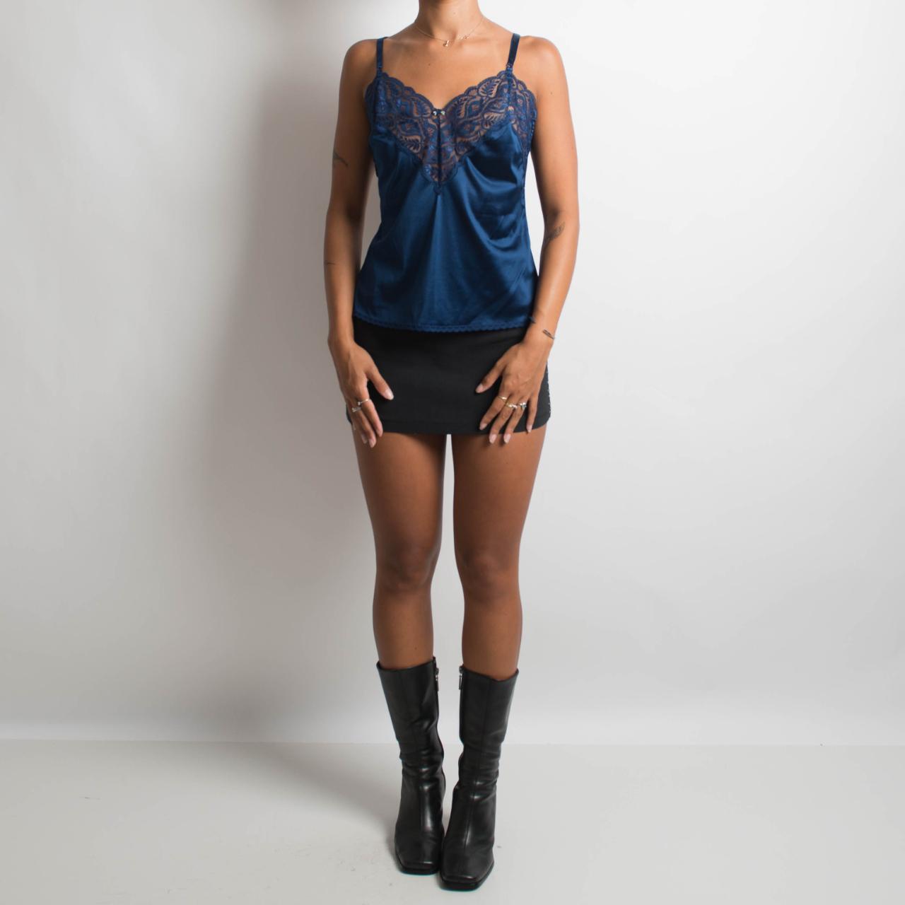 NAVY LACE TRIM CAMISOLE