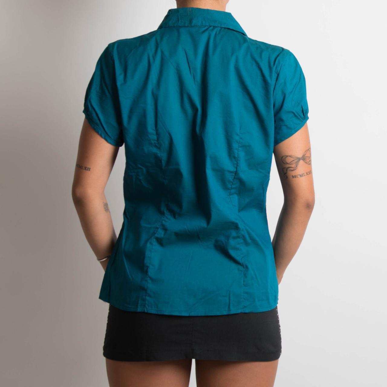 TURQUOISE RUCHED BLOUSE