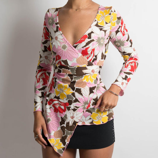 FLORAL ASYMMETRIC LONG SLEEVE