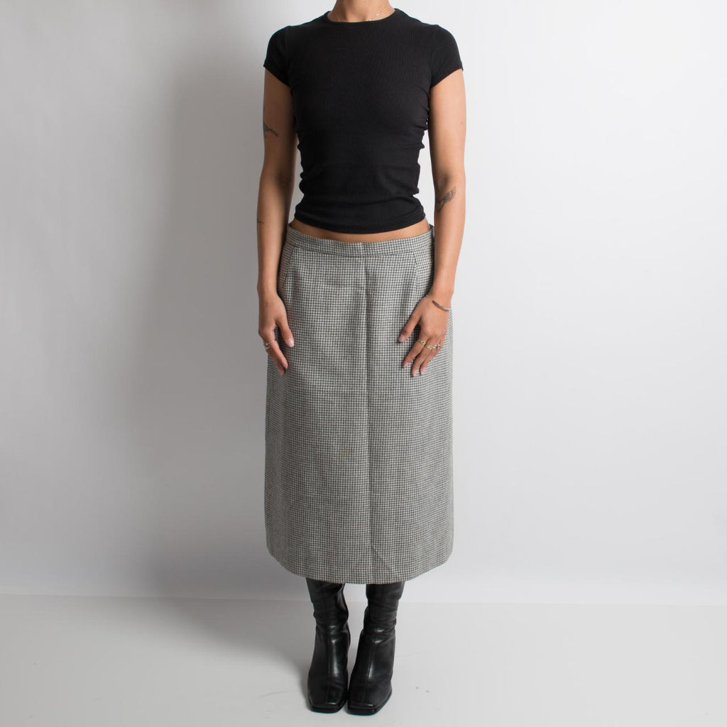 HOUNDSTOOTH WOOL MIDI SKIRT